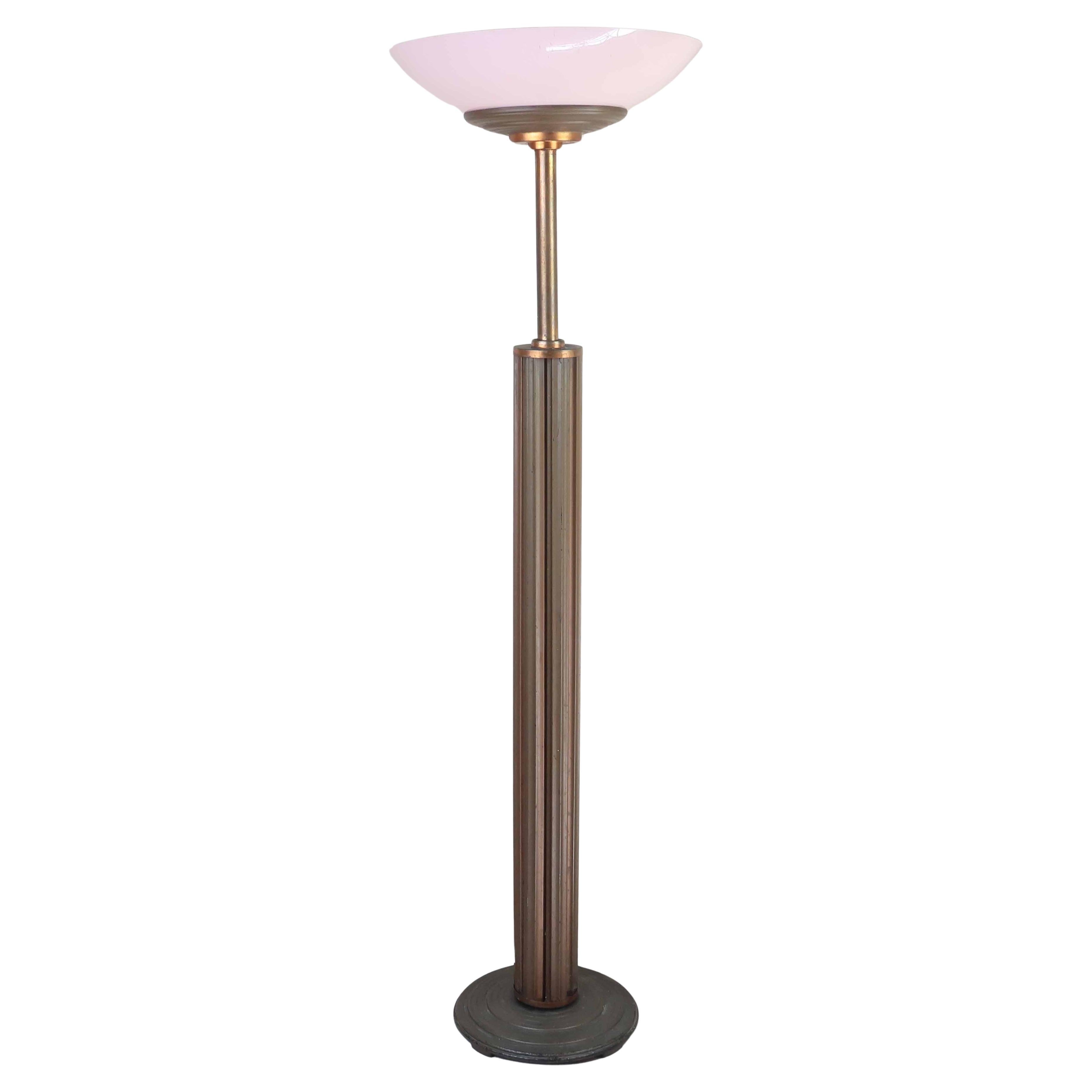 Vintage Art Deco Bronze Painted Metal Floor Lamp, English, C.C 1930