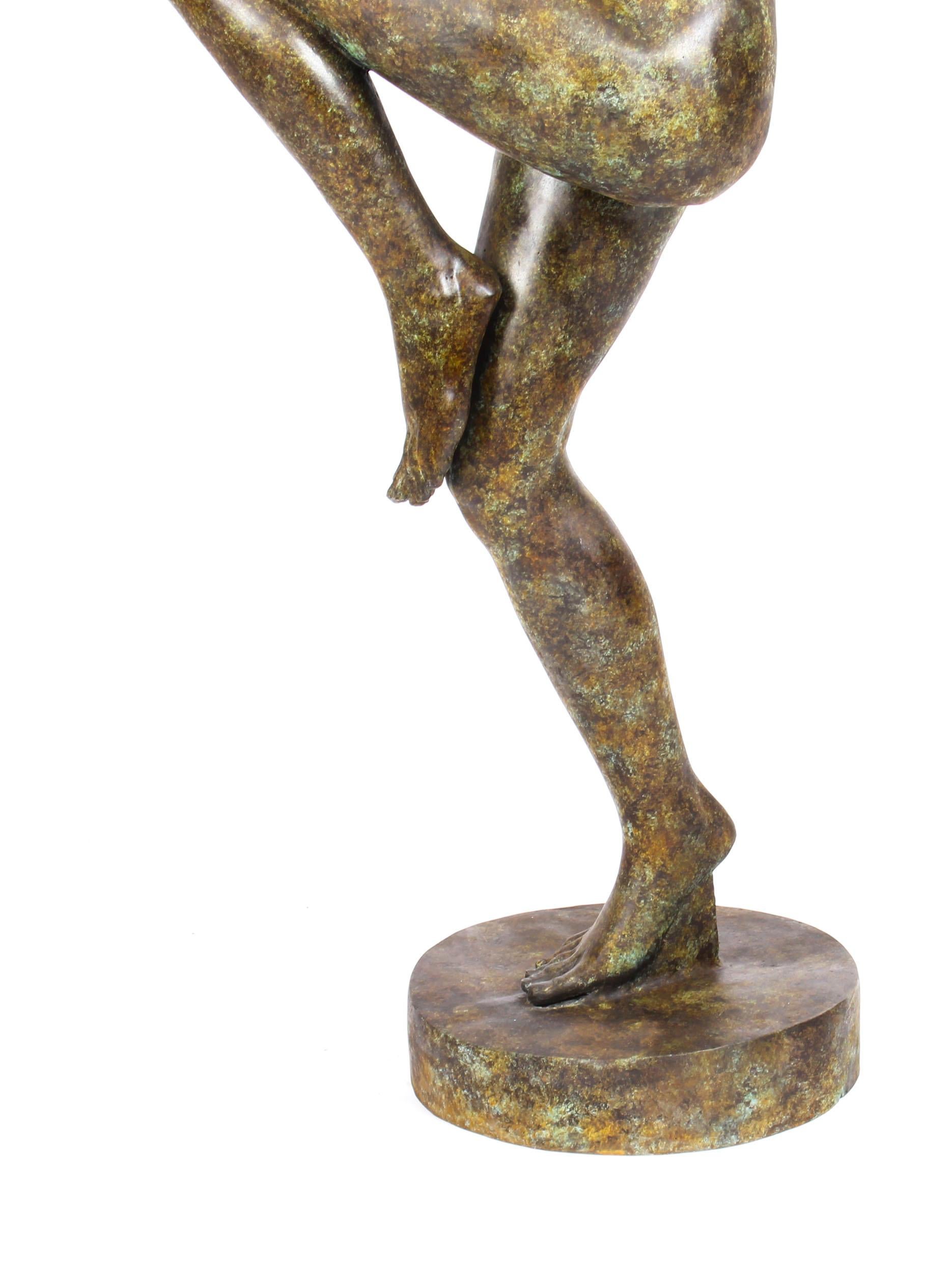 Vintage Art Deco Bronze Statue of Dancing Lady with Ball Late, 20th Century 4