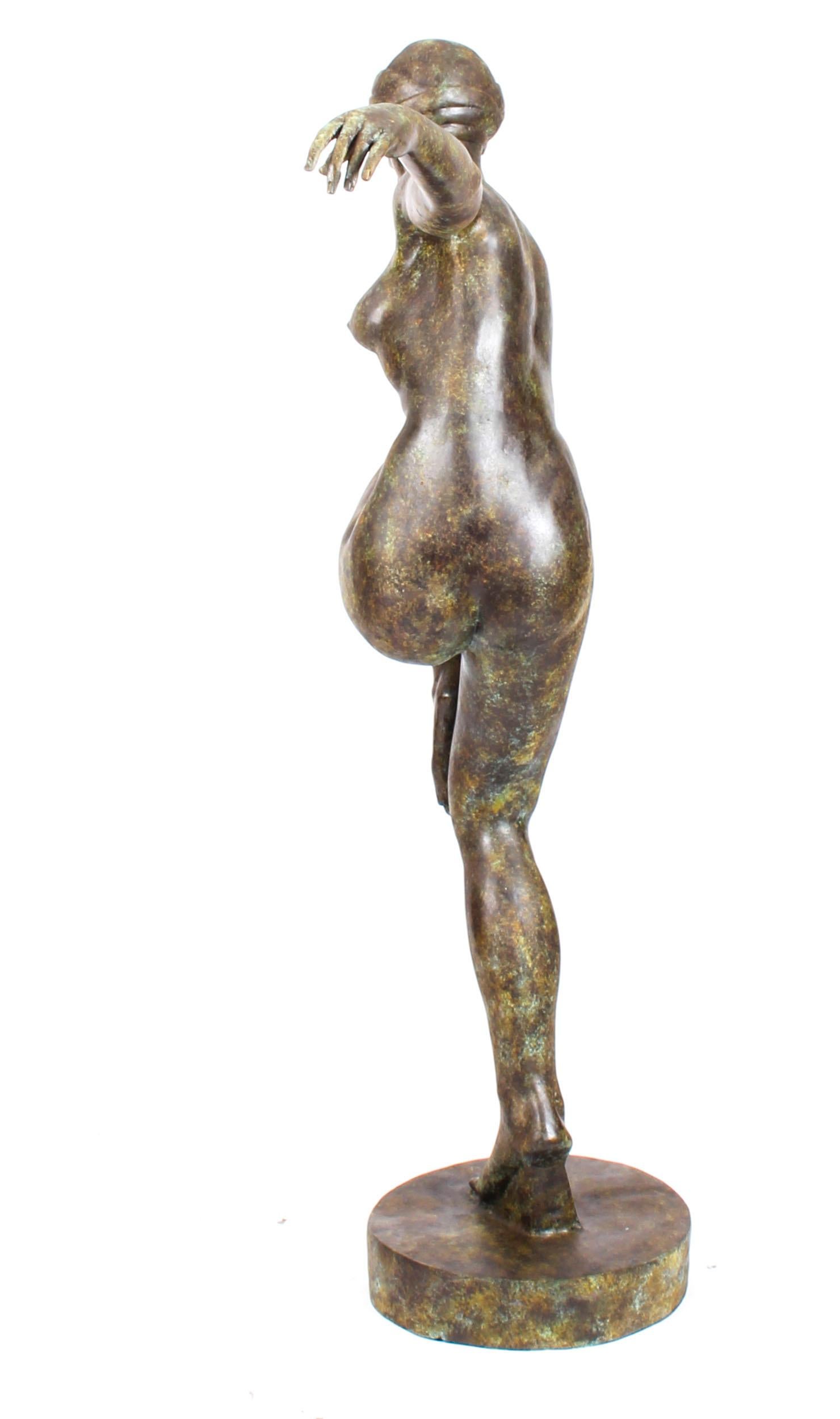 Late 20th Century Vintage Art Deco Bronze Statue of Dancing Lady with Ball Late, 20th Century