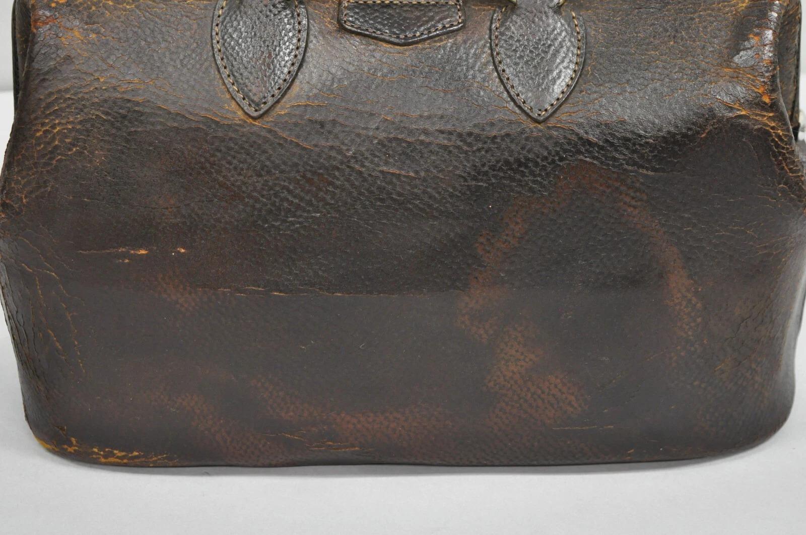 Vintage Art Deco Braunes Rindsleder Arzttasche von Kruse im Angebot 4