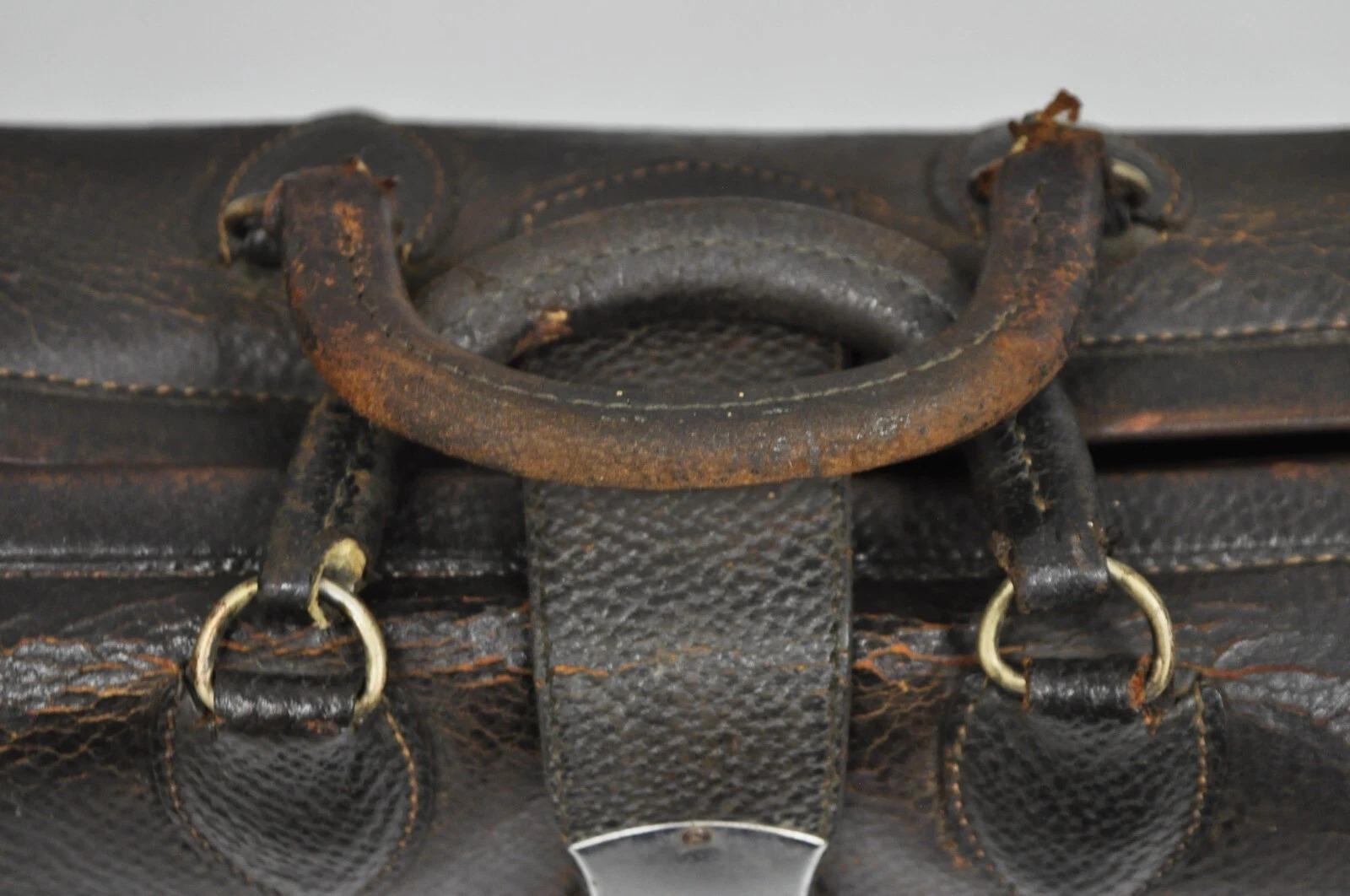Vintage Art Deco Braunes Rindsleder Arzttasche von Kruse im Angebot 5