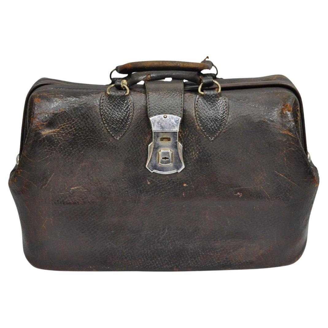 Vintage Art Deco Braunes Rindsleder Arzttasche von Kruse
