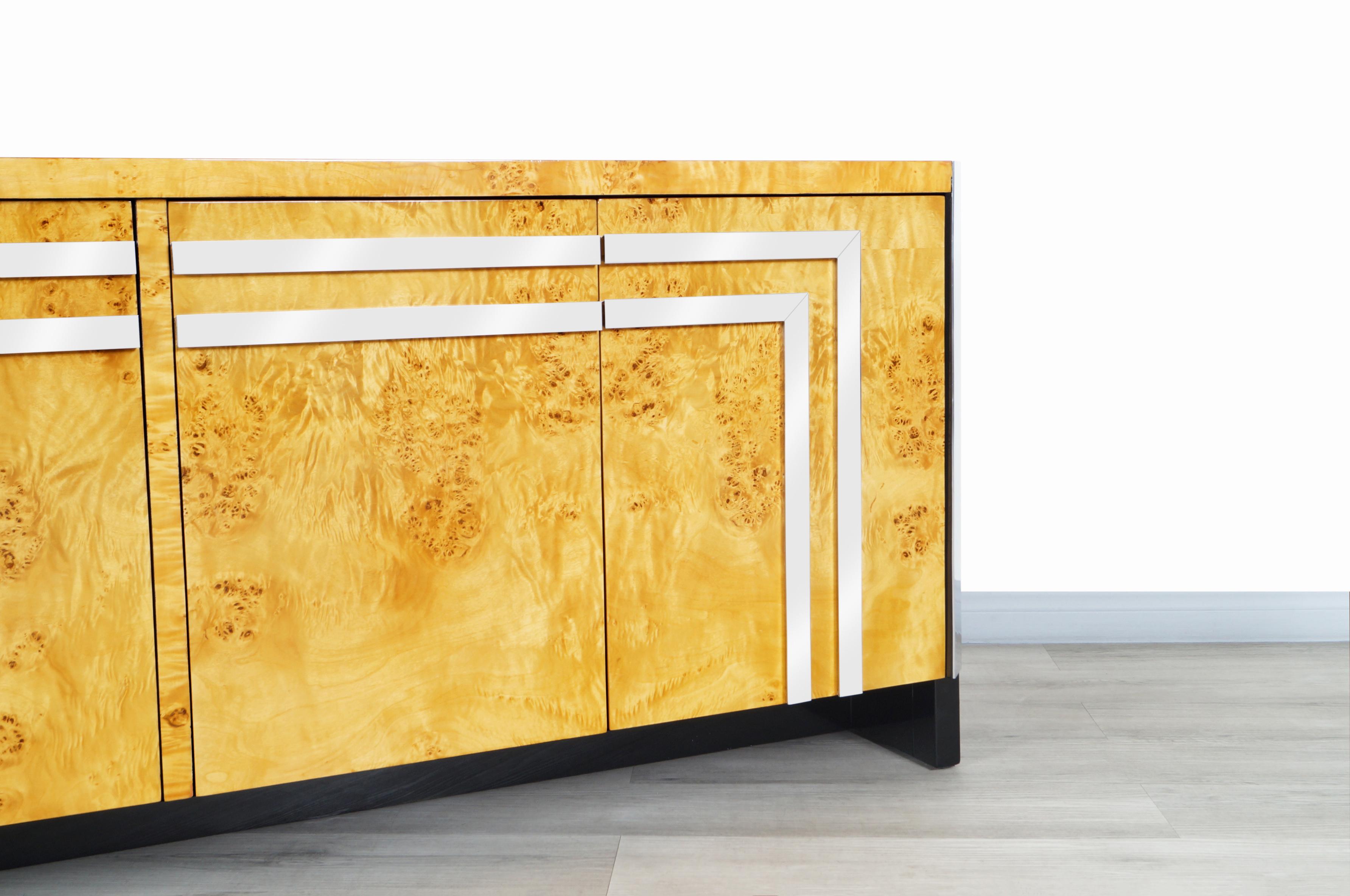 Late 20th Century Burl Wood Credenza by Leon Rosen by Pace