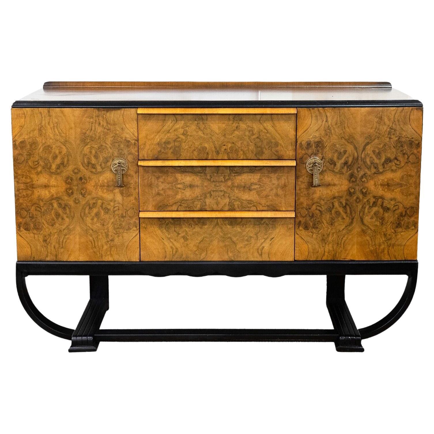 Vintage Art Deco Burlwood Buffet Credenza or Bar by Beautility