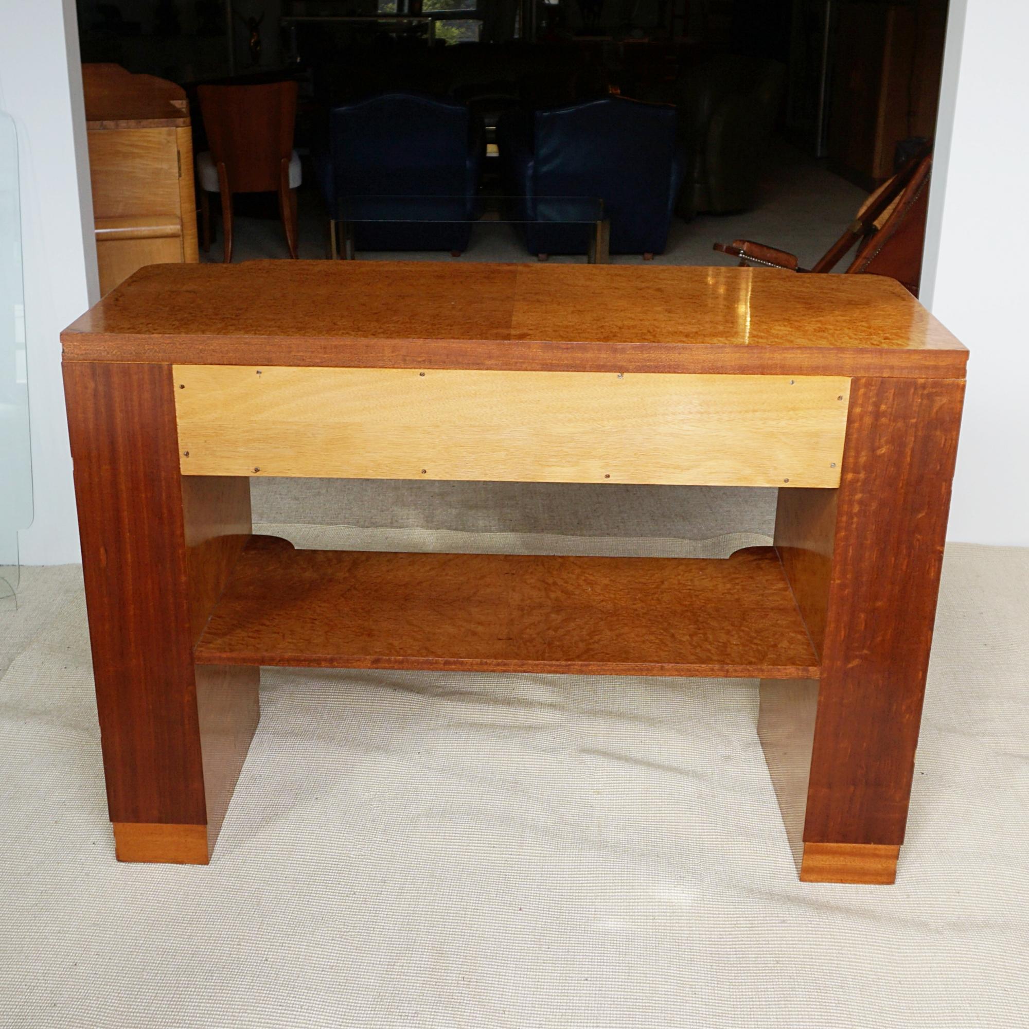 Vintage Art Deco Burr Walnut and Satinbirch Console Table  For Sale 5