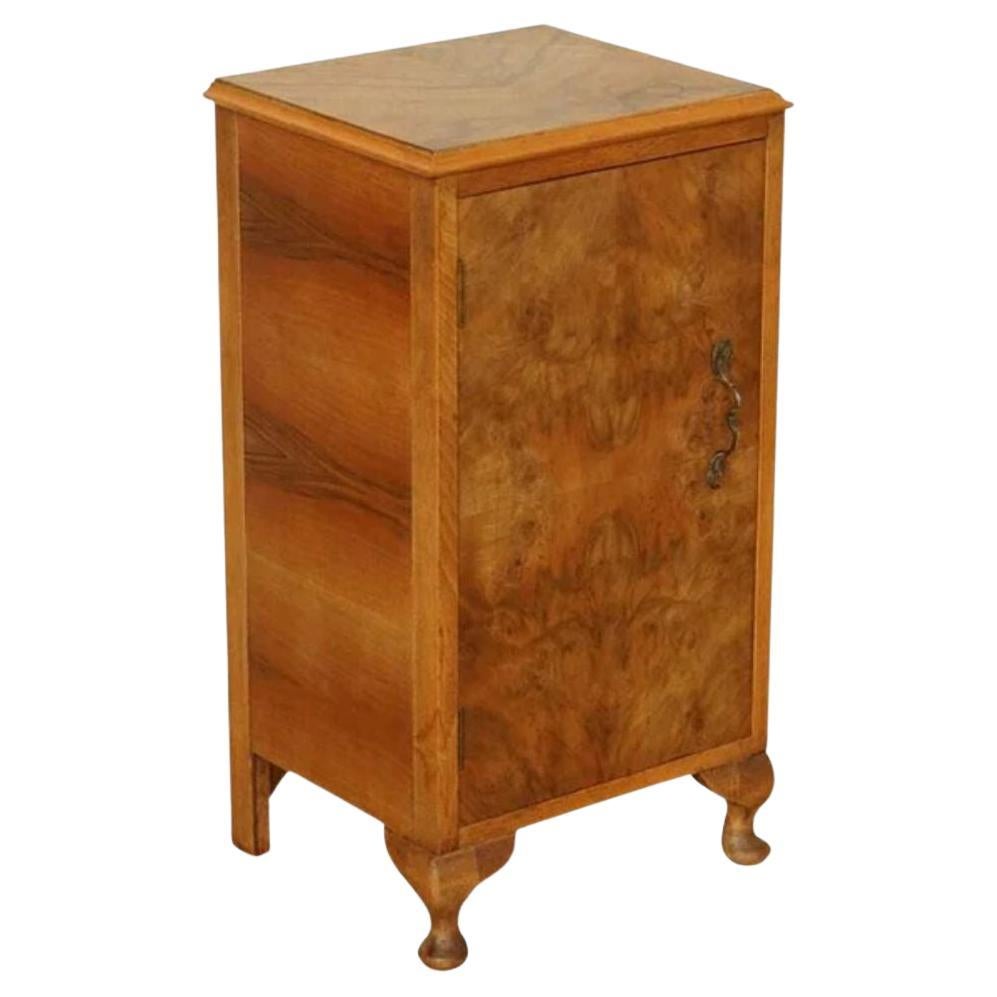 Vintage Art Deco Burr Walnut Bedside End Side Table For Sale
