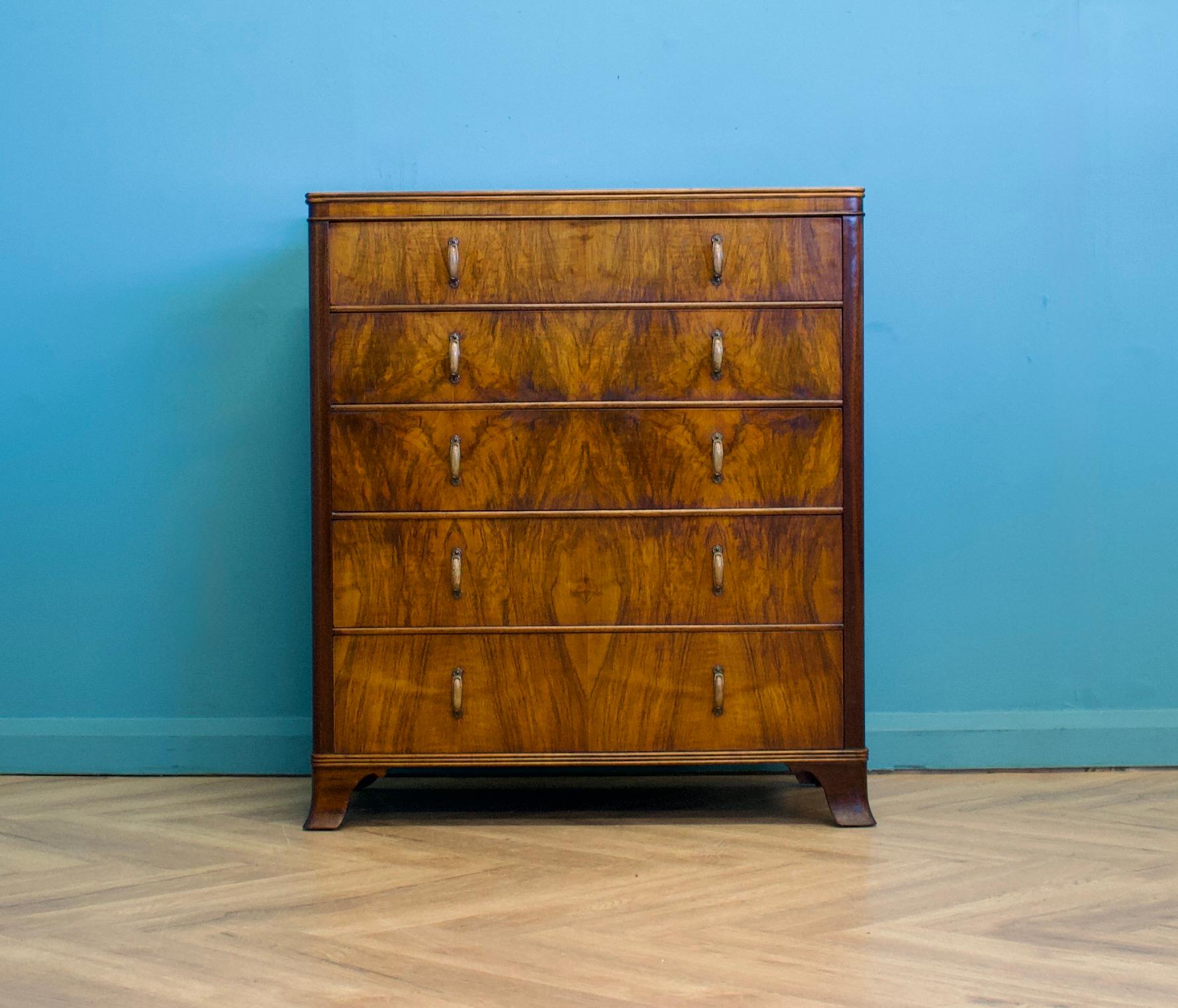 Vintage Art Deco Kommode aus Wurzelholz, 1940er Jahre (Art déco)