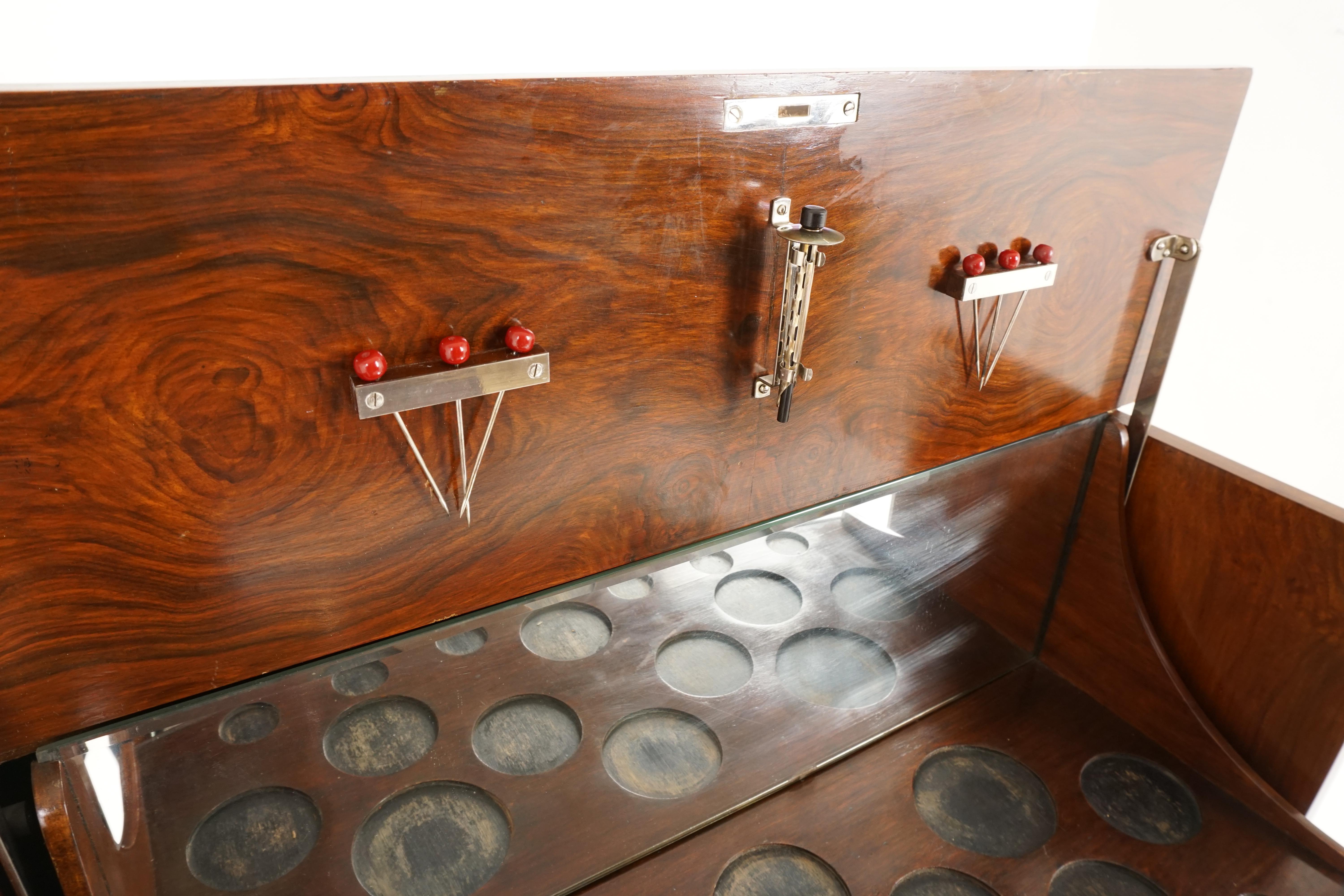 Scottish Vintage Art Deco Burr Walnut Cocktail Cabinet 