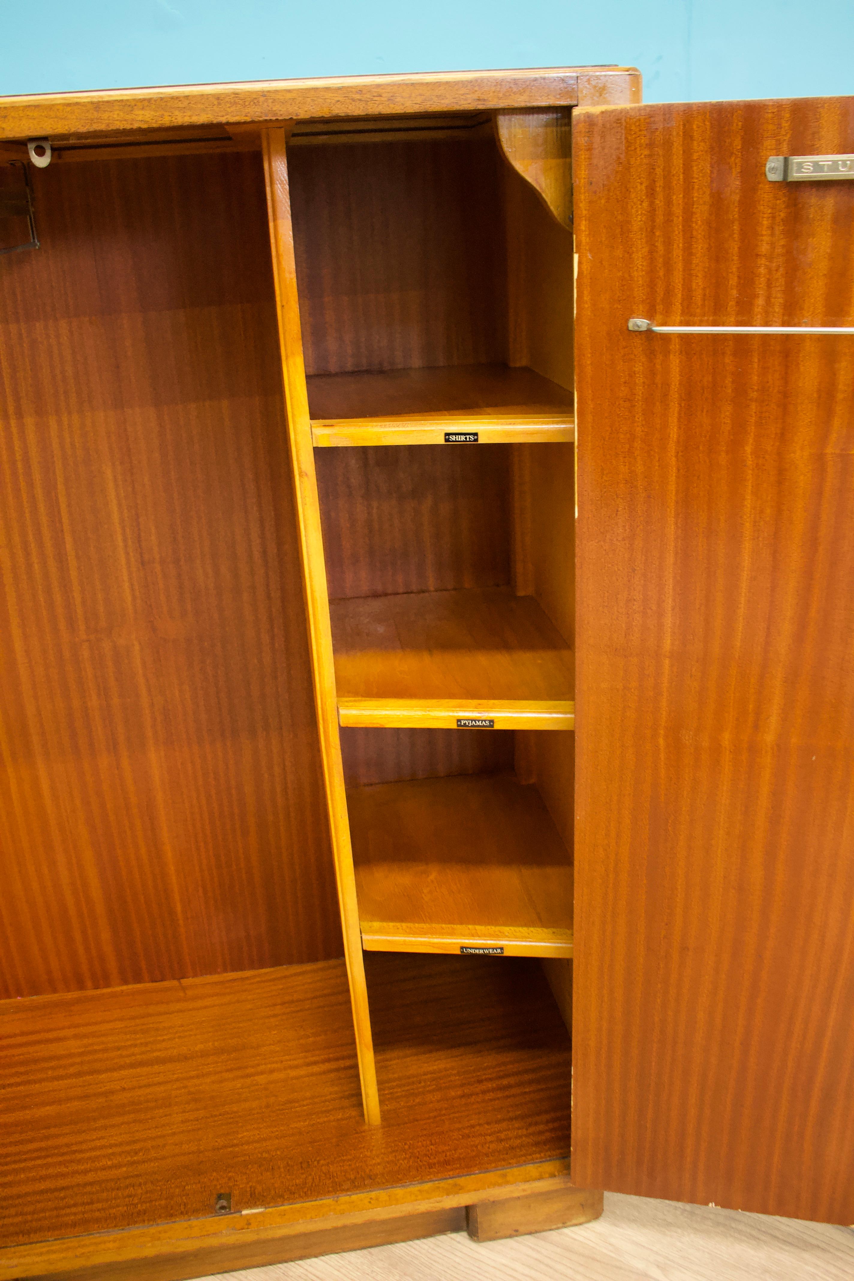 Armoire compacte Vintage Art Deco en ronce de noyer, années 1930 3