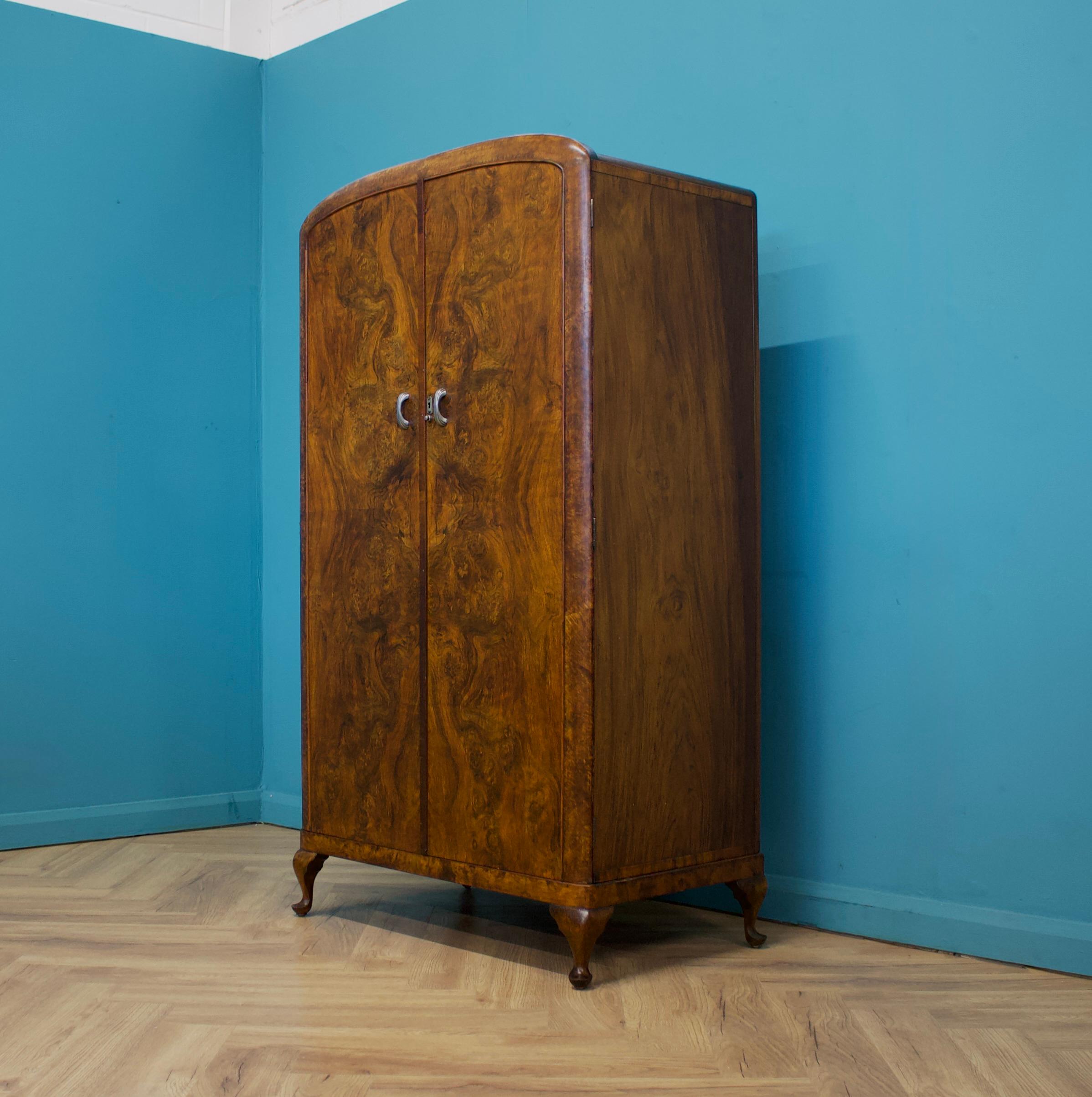 Compact Compactum-Kleiderschrank aus Wurzelnussholz im Art déco-Stil, 1930er Jahre (Britisch)