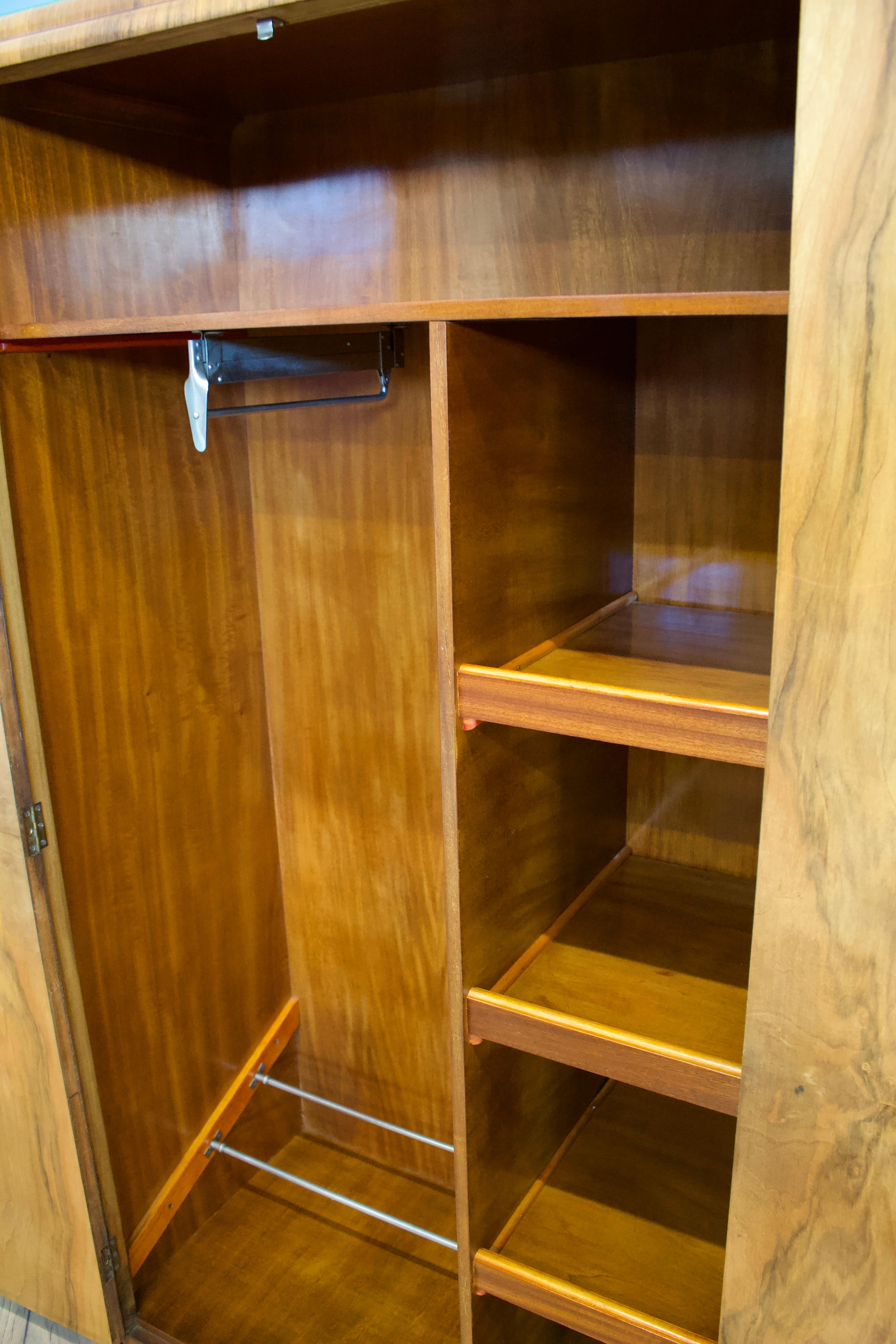Vintage Art Deco Burr Walnut Compact Compactum Wardrobe, 1930s 1