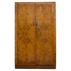 Vintage Art Deco Burr Walnut Compact Compactum Wardrobe, 1930s