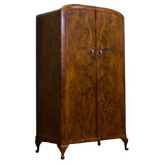 Armoire compacte Vintage Art Deco en ronce de noyer, années 1930
