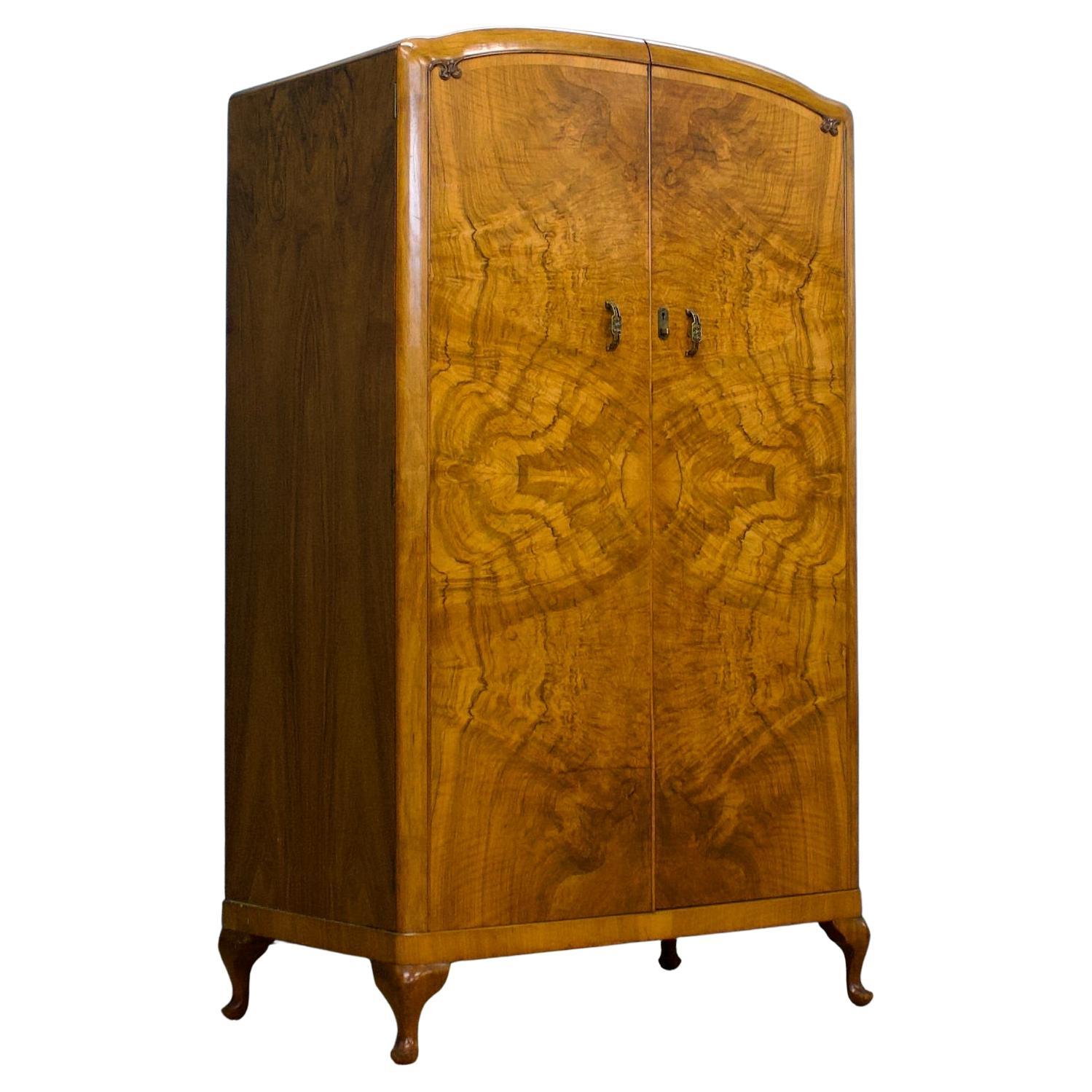 Compact Compactum-Kleiderschrank aus Wurzelnussholz im Art déco-Stil, 1930er Jahre