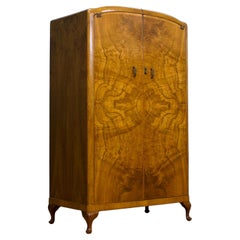 Armadio compatto in radica di noce Art Deco vintage, anni '1930
