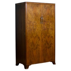 Vintage Art Deco Burr Walnut Compact Compactum Wardrobe, 1940s