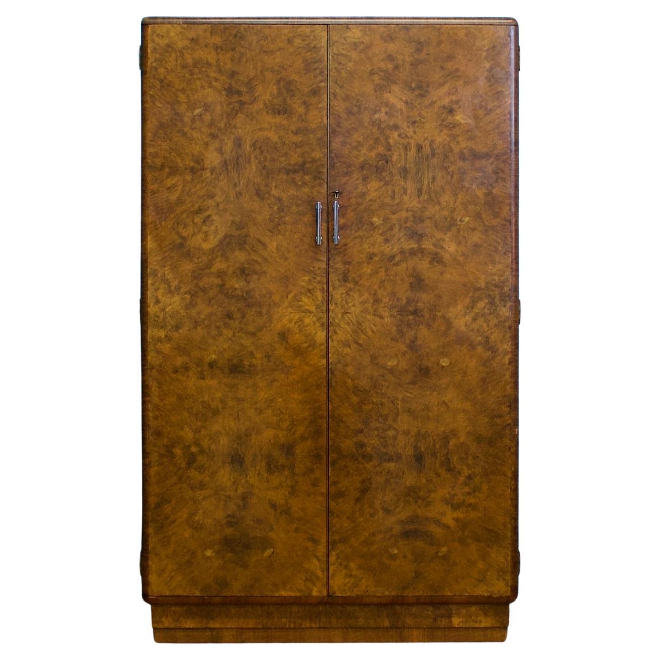Vintage Art Deco Burr Walnut Compact Compactum Wardrobe from Heals, 1930s