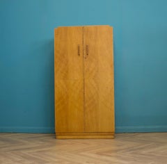 Vintage Art Deco Burr Walnut Compact Wardrobe, 1930s