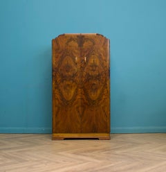 Vintage Art Deco Burr Walnut Compact Wardrobe, 1930s