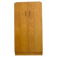 Vintage Art Deco Burr Walnut Compact Wardrobe, 1930s