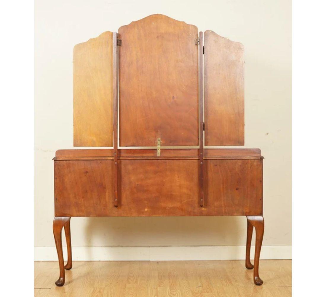 Vintage Art Deco Burr Walnut Dressing Table with Trifold Mirrors 5
