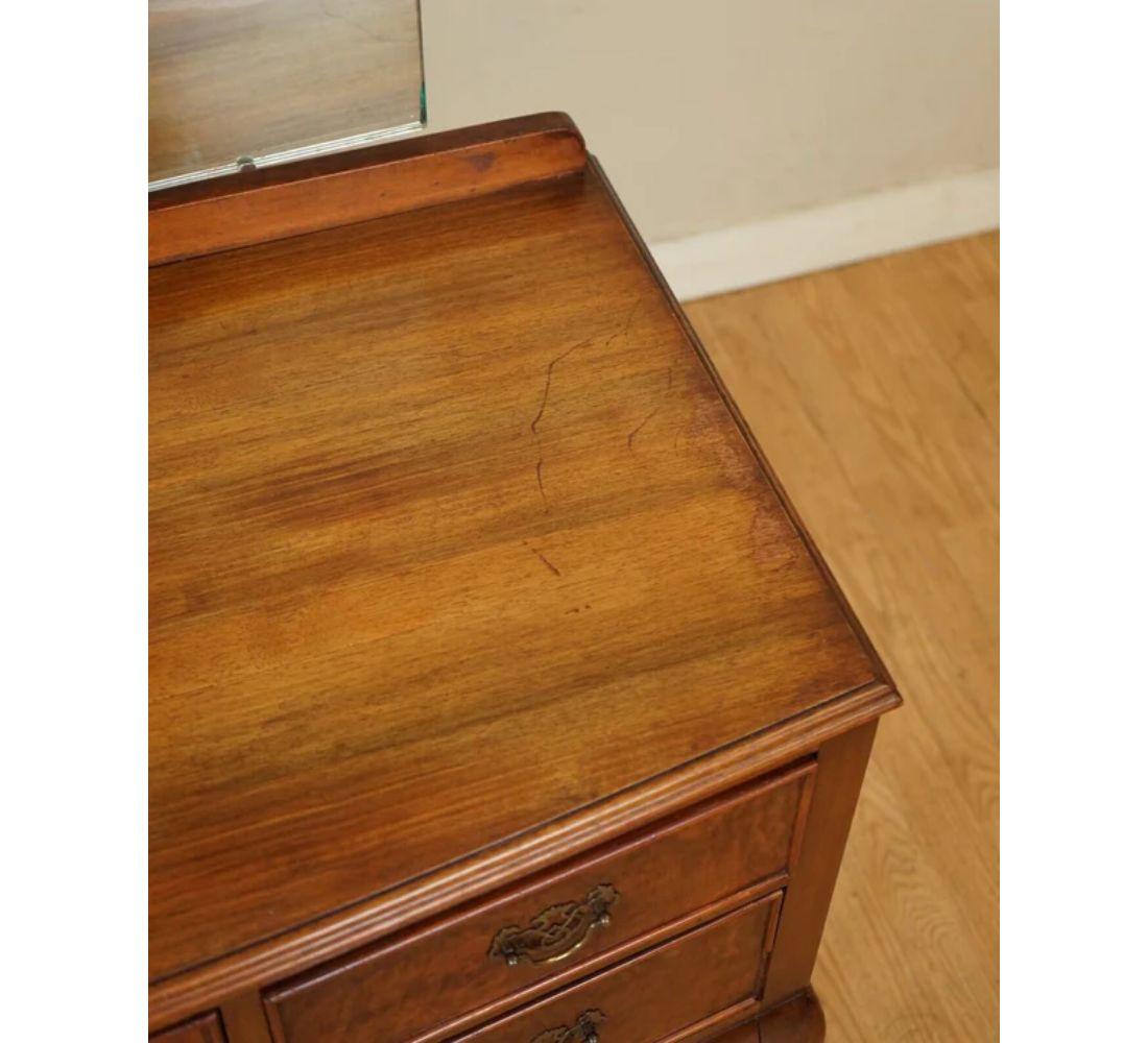 Vintage Art Deco Burr Walnut Dressing Table with Trifold Mirrors 2