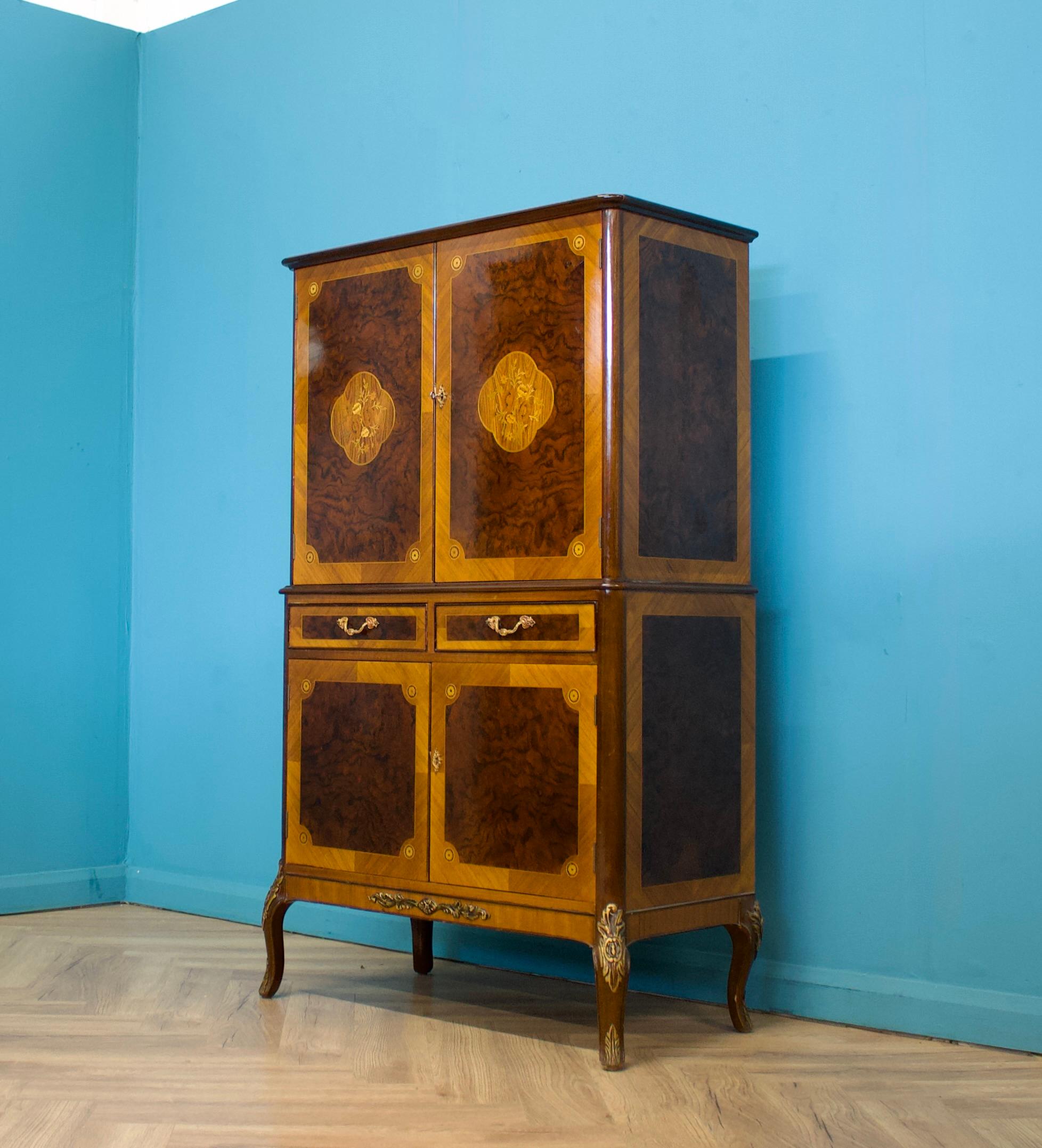 Mid-Century Modern Meuble à boissons Epstein en ronce de noyer, Vintage Art Deco, années 1950