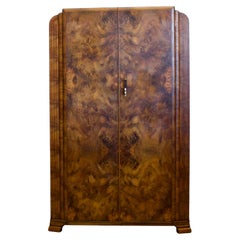 Vintage Art Deco Burr Walnut Wardrobe, 1930s