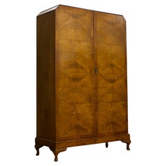 Vintage Art Deco Burr Walnut Wardrobe, 1930s