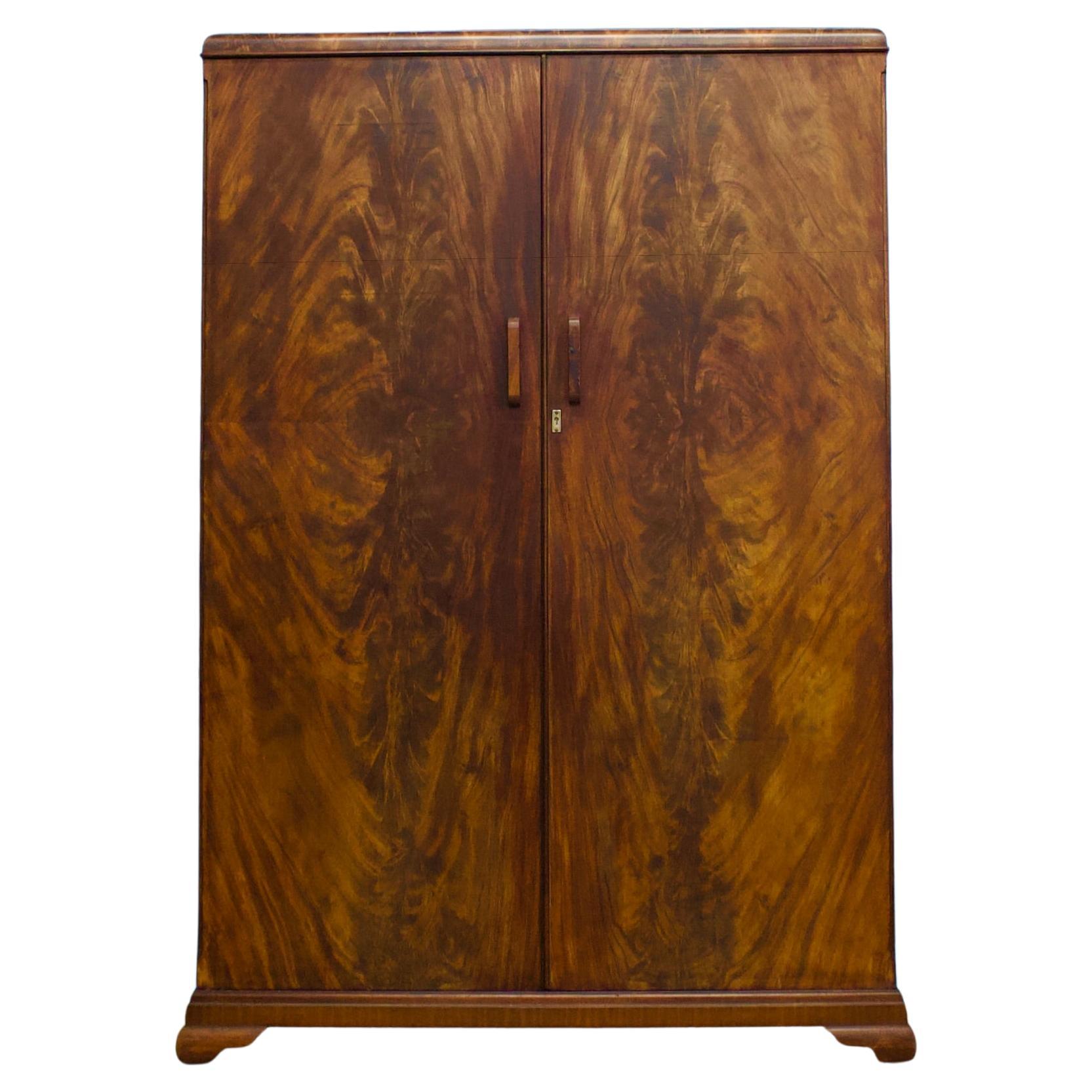 Vintage Art Deco Burr Walnut Wardrobe, 1930s