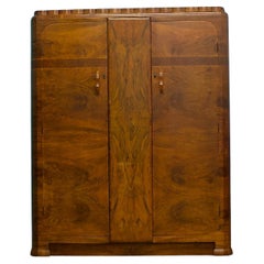 Vintage Art Deco Burr Walnut Wardrobe, 1930s