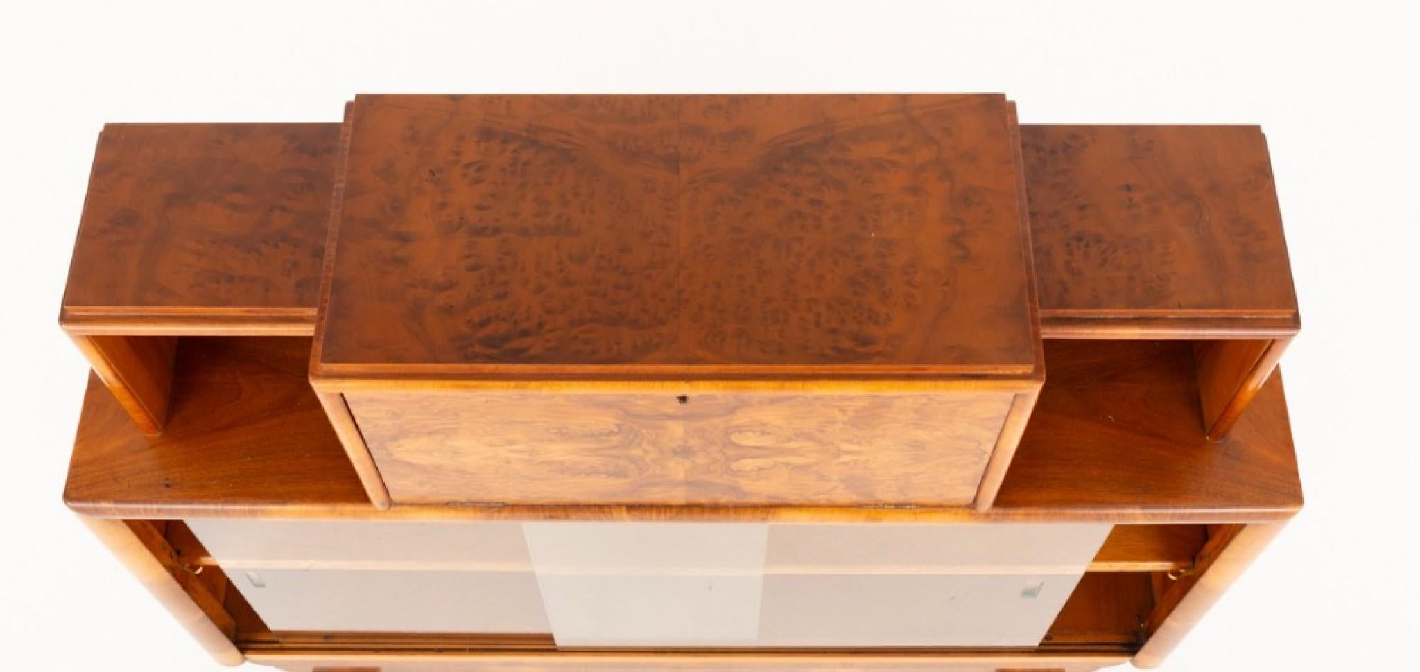 Mid-20th Century Vintage Art Deco Cabinet Walnut Bureau 1930 For Sale