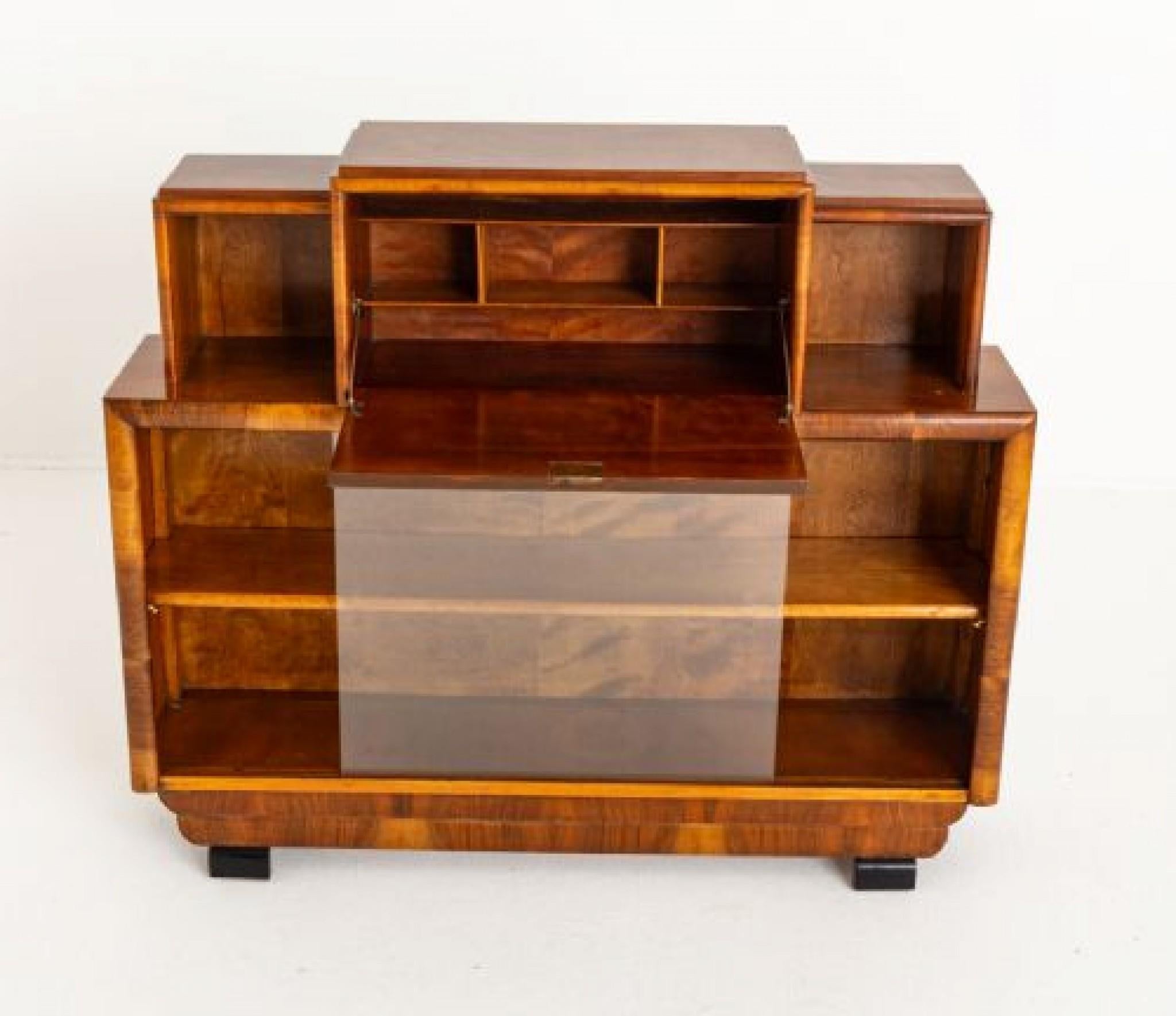 Vintage Art Deco Cabinet Walnut Bureau 1930 For Sale 1