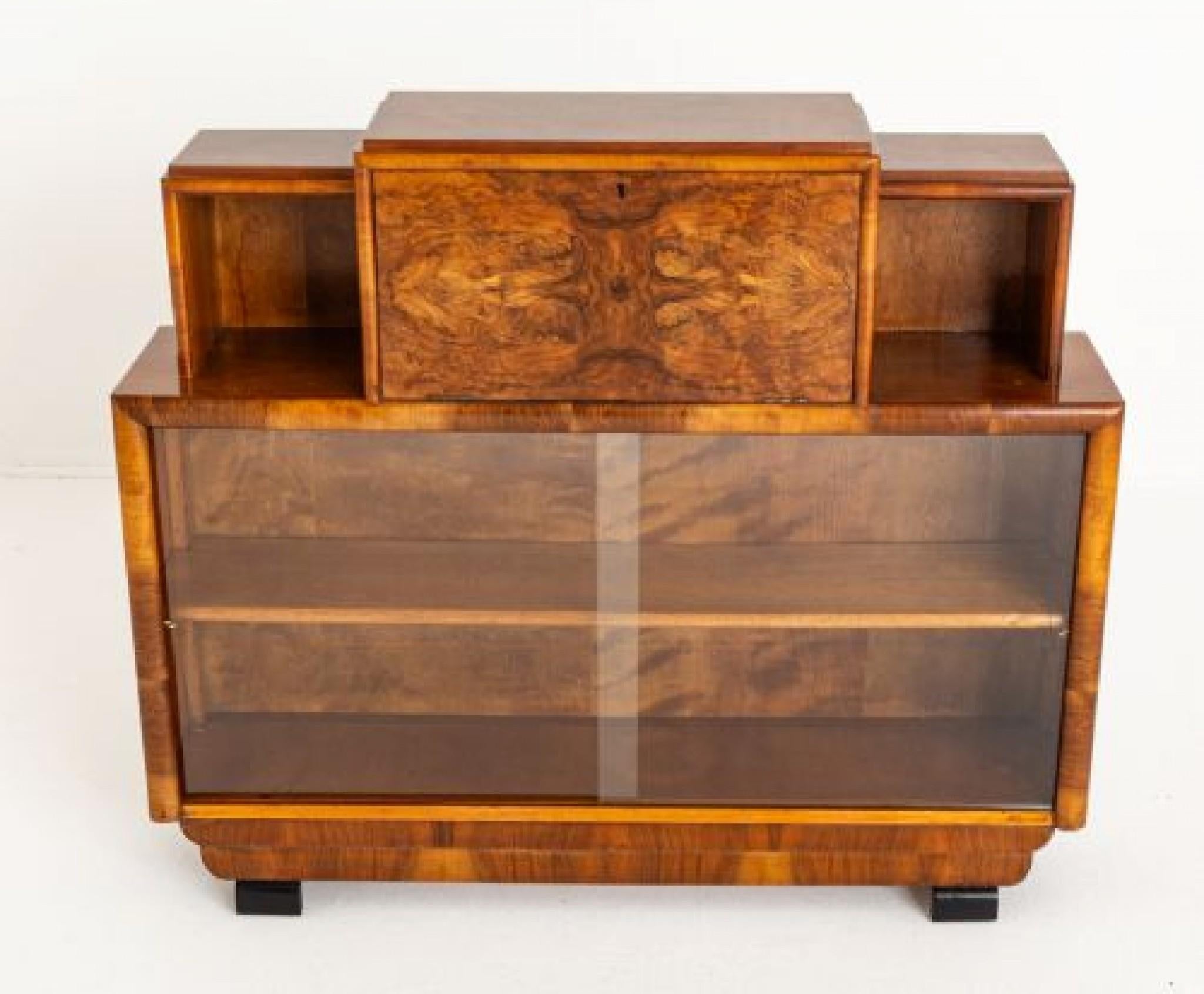 Vintage Art Deco Cabinet Walnut Bureau 1930 For Sale 2