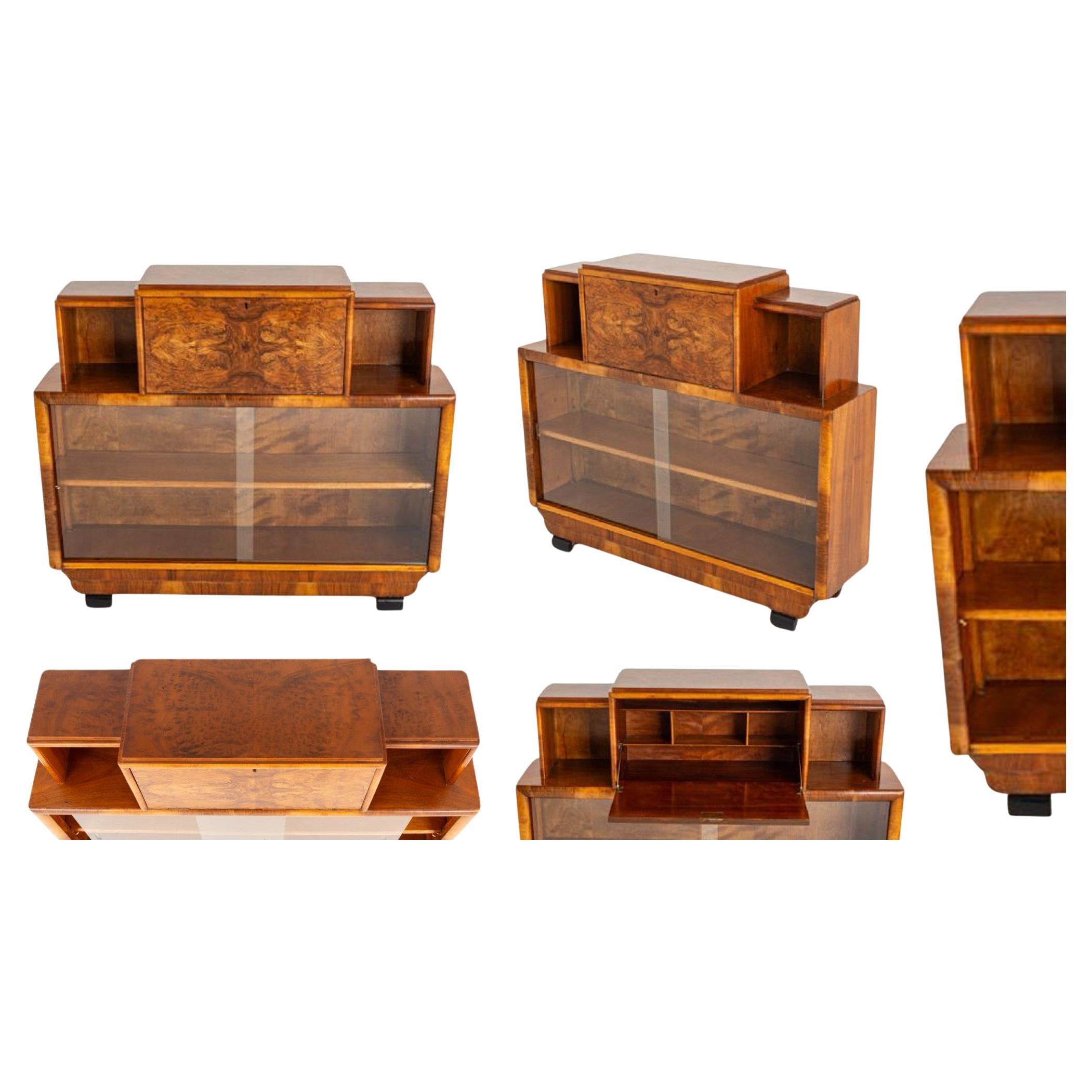 Gabinete Art Decó Vintage Bureau Nogal 1930