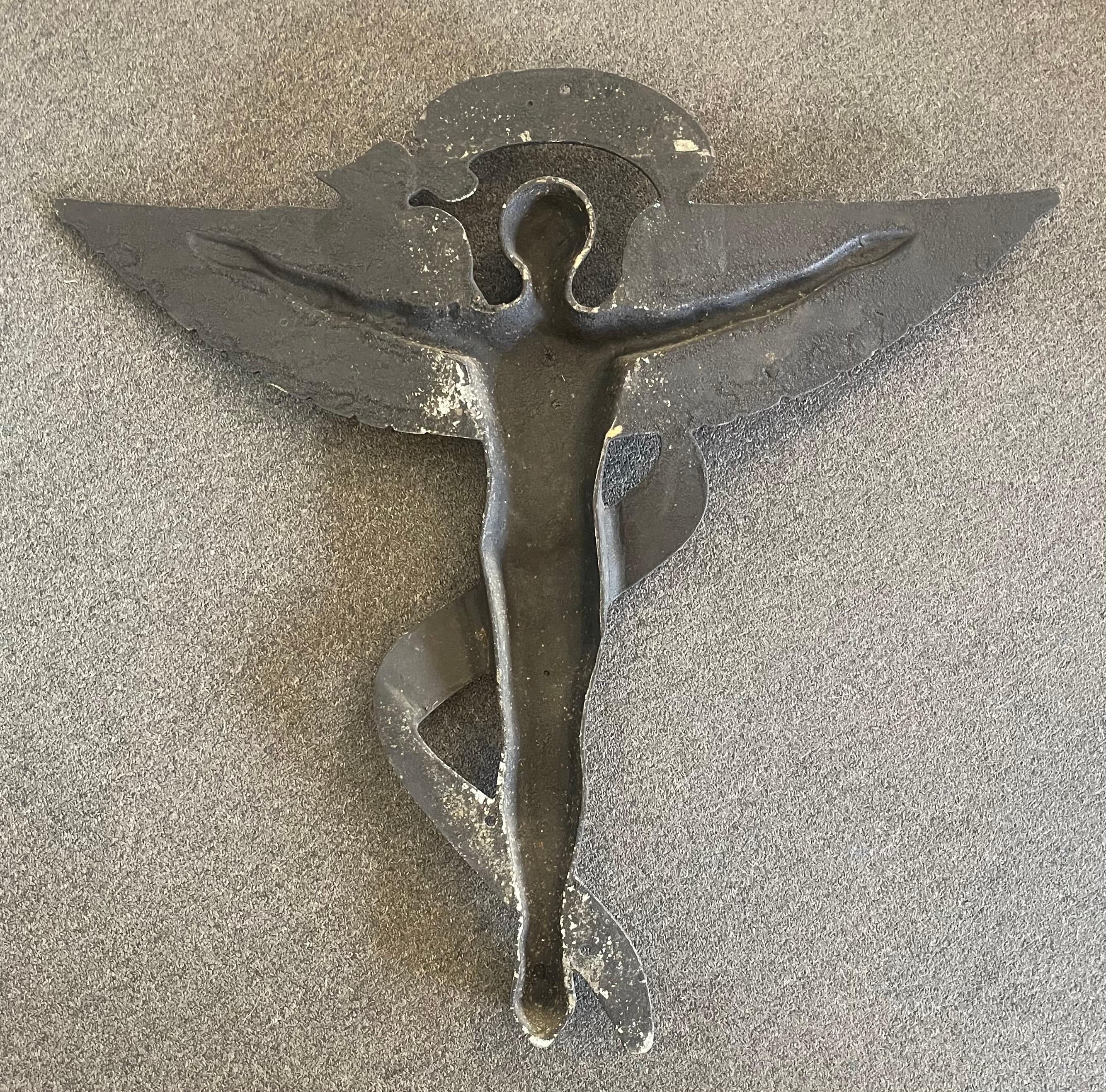 Vintage Art Deco Cast Aluminum Caduceus Chiropractic Sign 6