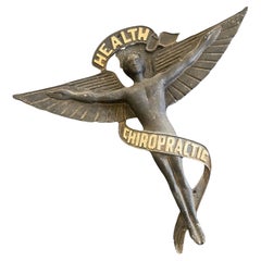 Vintage Art Deco Cast Aluminum Caduceus Chiropractic Sign