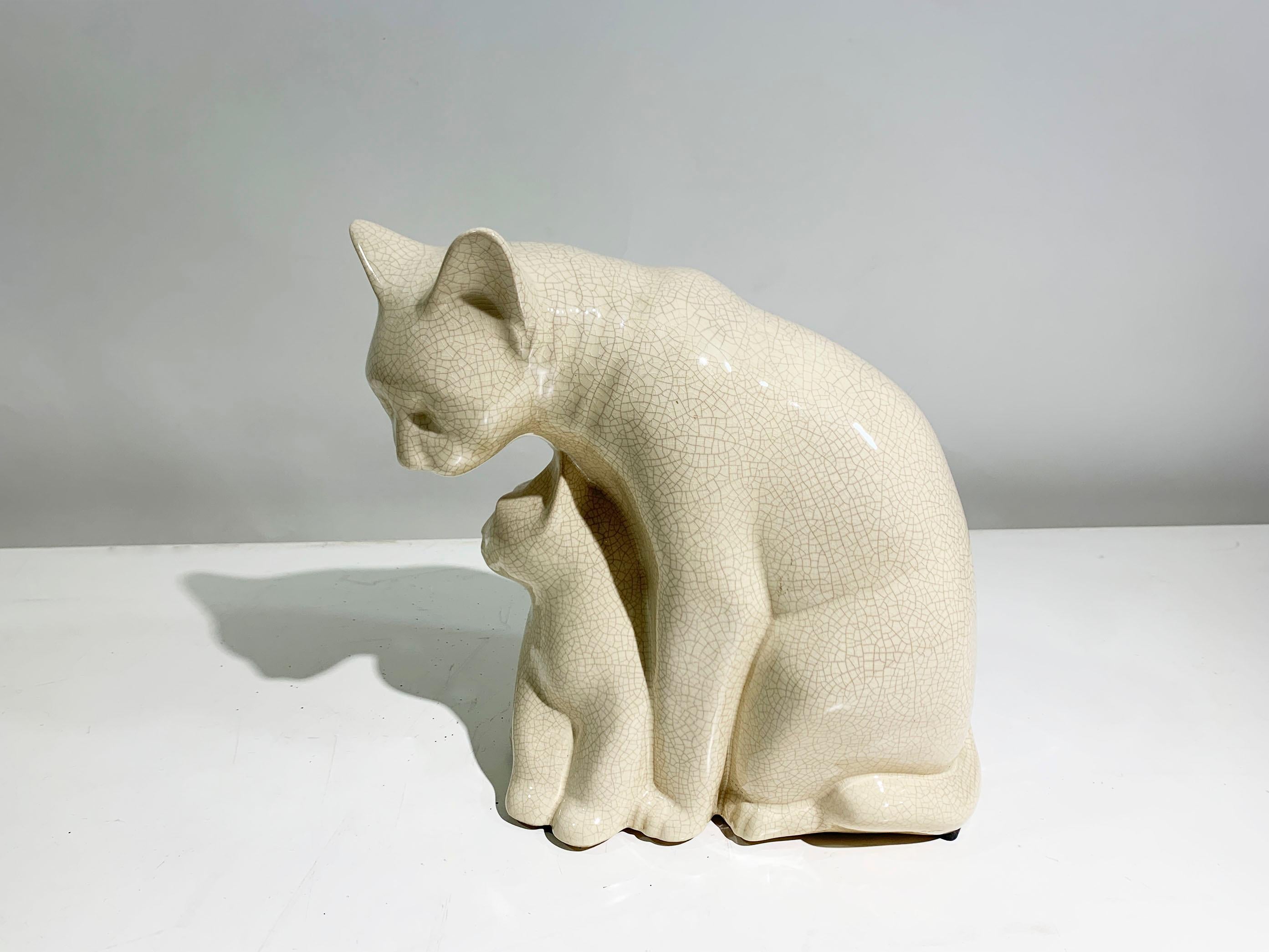 Escultura Vintage Art Decó Gatos firmada 