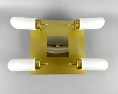 Vintage Art Deco Ceiling Chandelier In Glass and Metal by Wofi Leuchten, 1970s