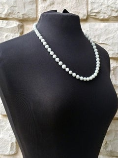 Vintage Art Deco Celadon Jade Beaded Necklace, 24.5 Inches, 1920s