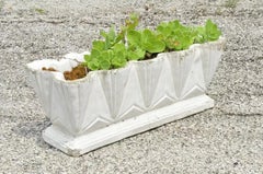 Vintage Art Deco Cement Concrete Scalloped Geometric Garden Planter Pot - a Pair