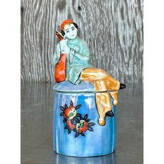 Vintage Art Deco Ceramic Cigarette Jar