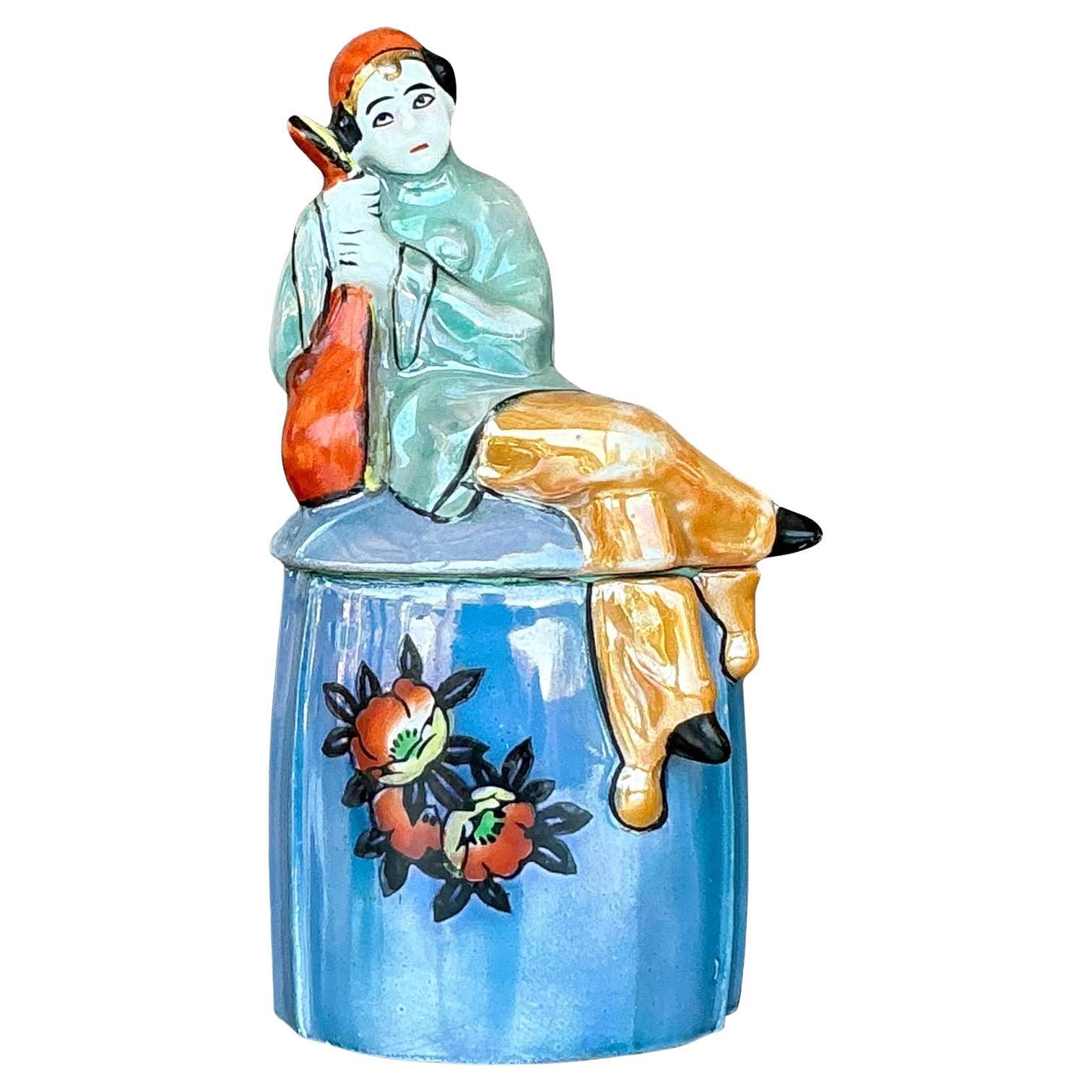 Vintage Art Deco Ceramic Cigarette Jar