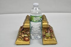 Vintage Art Deco Ceramic Painted Cornucopia Fruit Harvest Bookends - a Pair