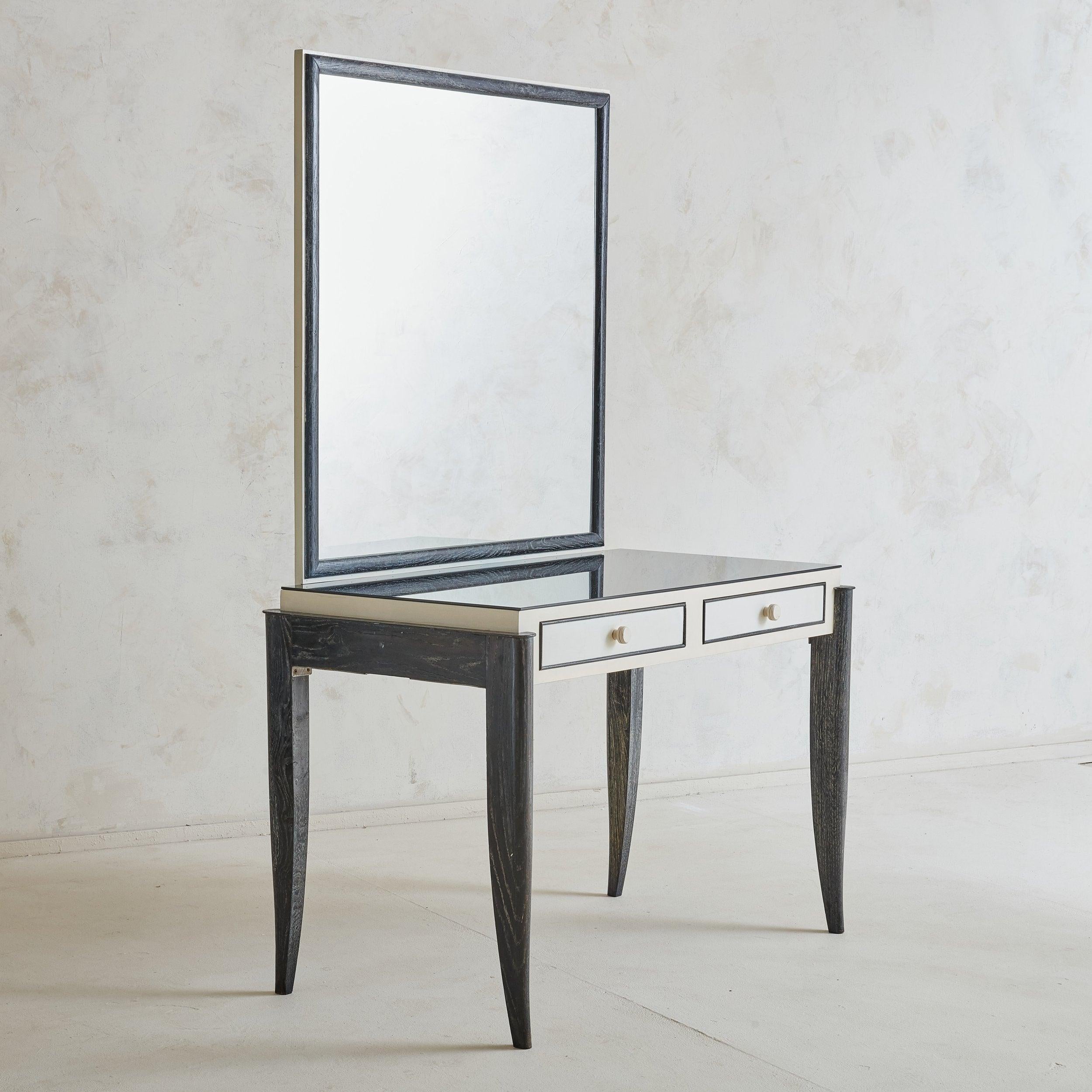 Vintage-Schreibtisch aus gekälktem, ebonisiertem Holz im Art déco-Stil (20. Jahrhundert) im Angebot