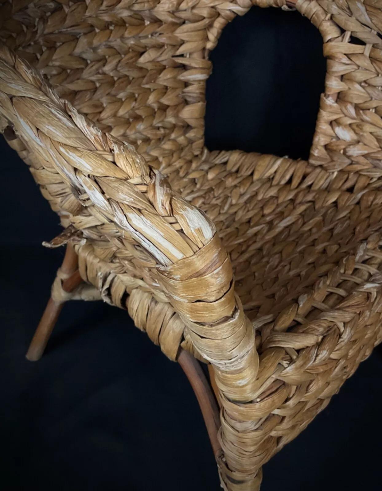 Vintage Art Deco Child's Wicker Armchair – Handwoven Wicker, French - 2Y336 For Sale 2