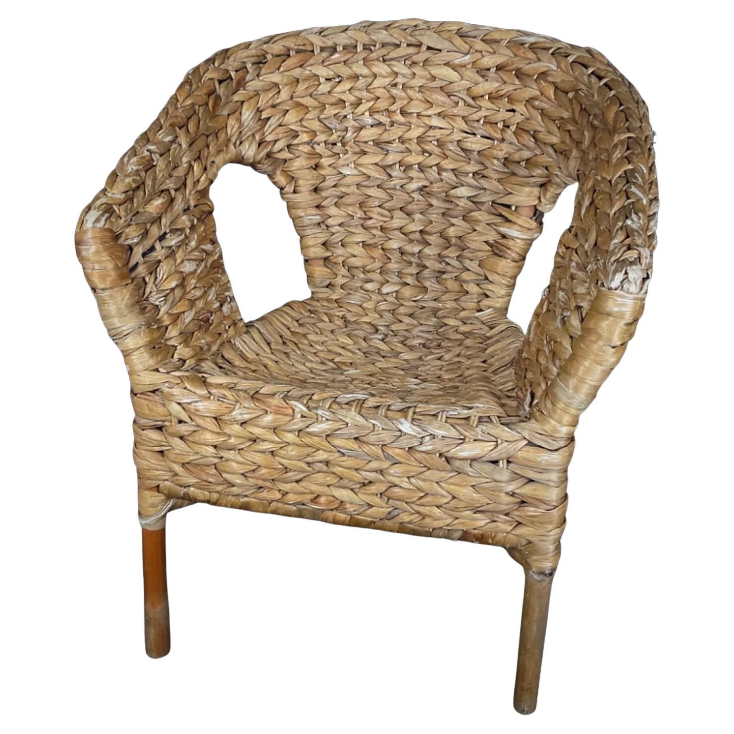 Vintage Art Deco Kindersessel aus Weidengeflecht - Handgeflochtene Weide, Französisch - 2Y336