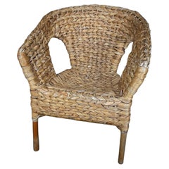 Sillón Vintage Art Decó de Mimbre para Niño - Mimbre Tejido a Mano, Francés - 2Y336