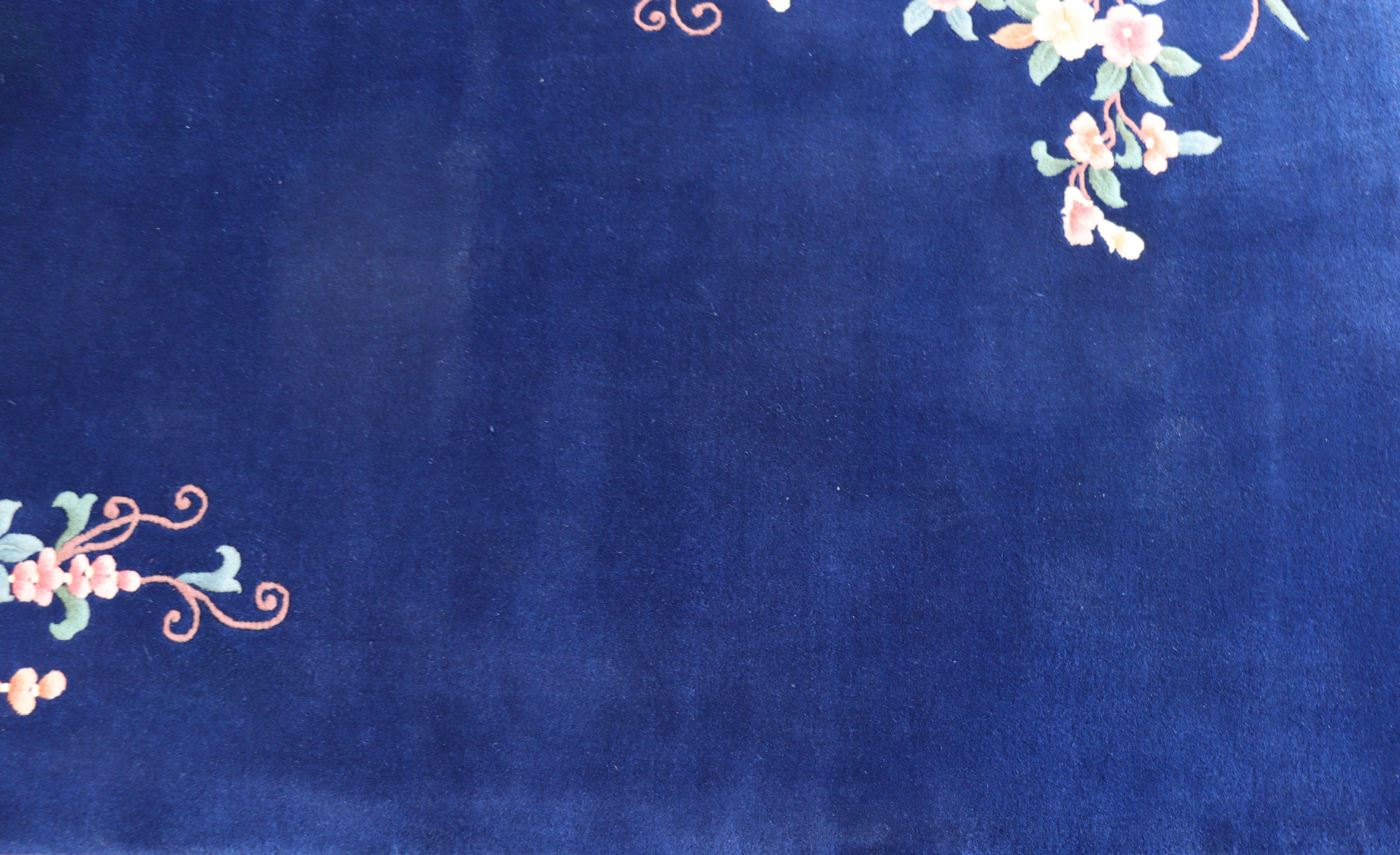Vintage Art Deco Chinese Carpet, Perfect Blue For Sale 3
