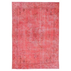 8.4x12 Ft Vintage Art Deco Chinese Design Rug Over-Dyed in Bubblegum Pink Color